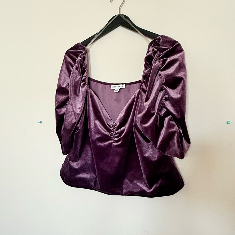 Elegant Purple Velvet Top Pluse Size 2X